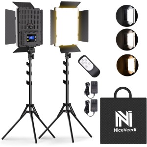 36W Bi-Color Studio Lights with Barndoor (2-Pack)